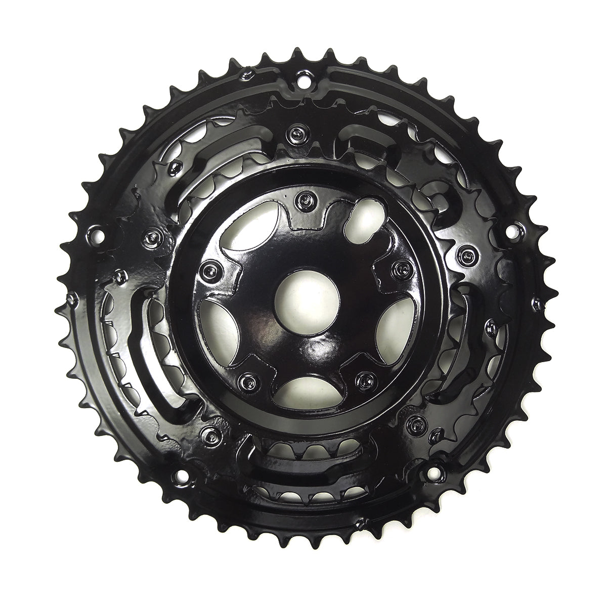 Roda Dentada Aço Index Tripla 28/38/48 Dentes Preta