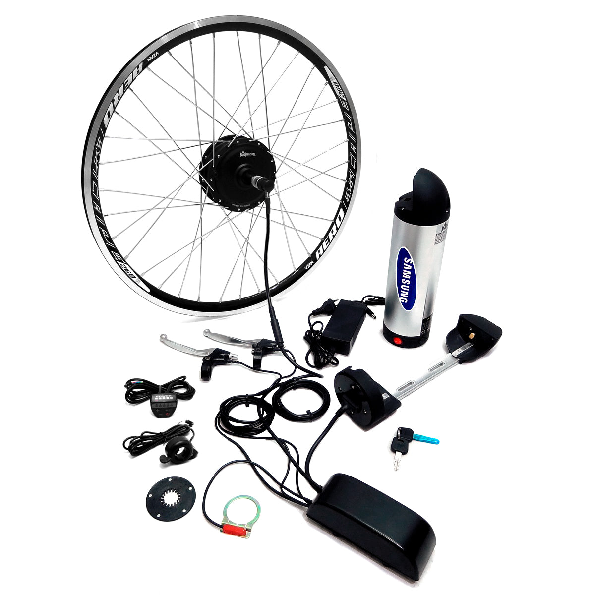 Kit Traseiro Bicicleta Elétrica 350W 36V Bateria Lithium Samsung 6/8V Preto