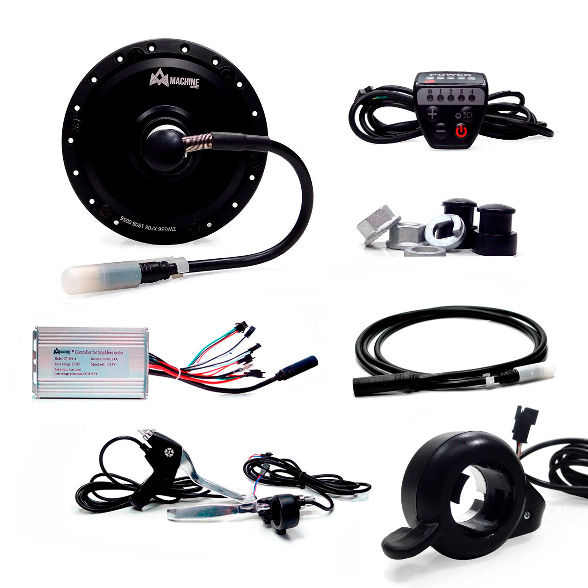 Kit Traseiro Bicicleta Elétrica 350W 36V 6/8V Freio a Disco Preto