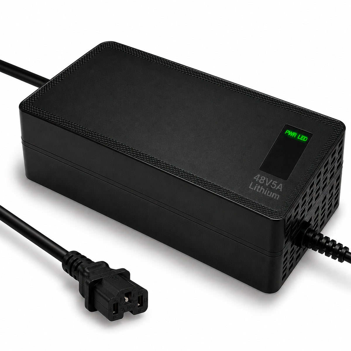 Carregador Bateria Lítio 48V 5A Plug IEC C13 (Tripolar)