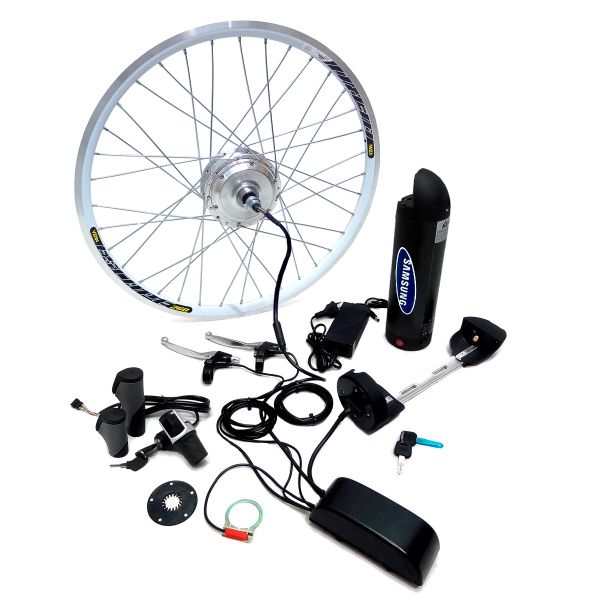 Kit Traseiro Bicicleta Elétrica 350W 36V Bateria Lithium Samsung 1V Prata