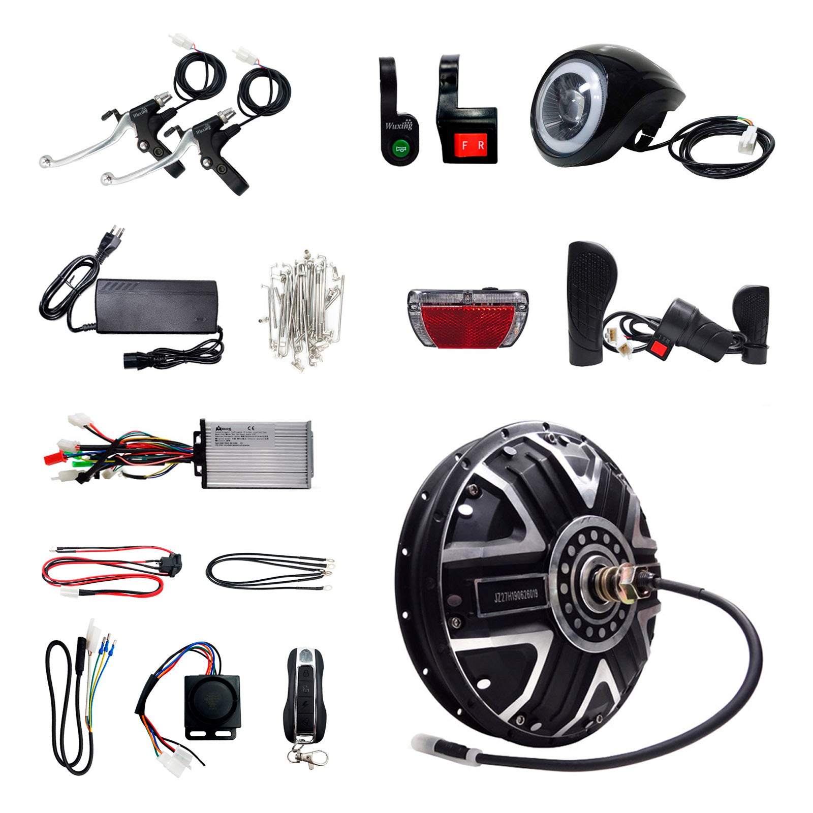 Kit Dianteiro Triciclo Elétrico 800W 48V Freio à Disco Preto