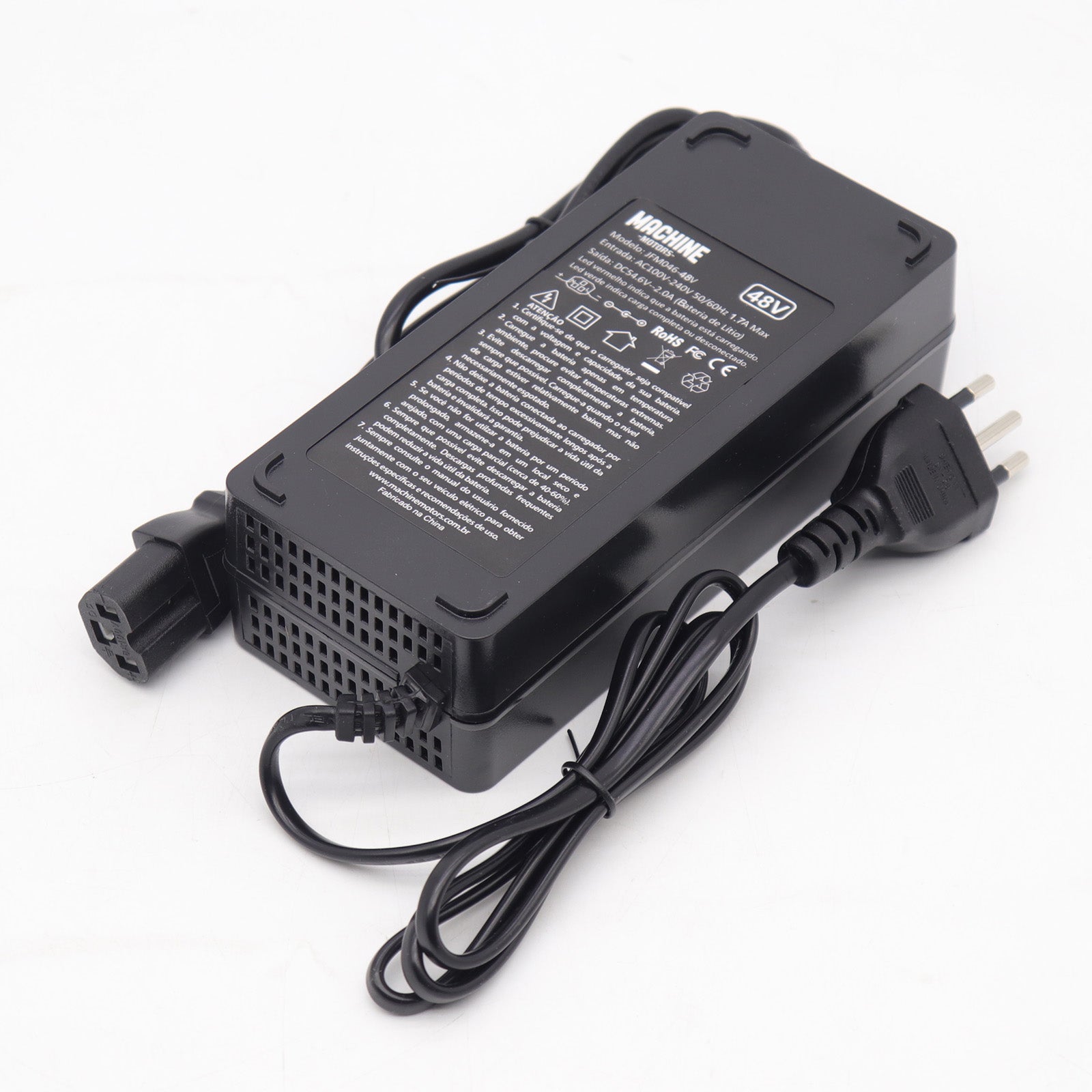 Carregador Bateria Lítio 48V 2A Plug IEC C13 (Tripolar)