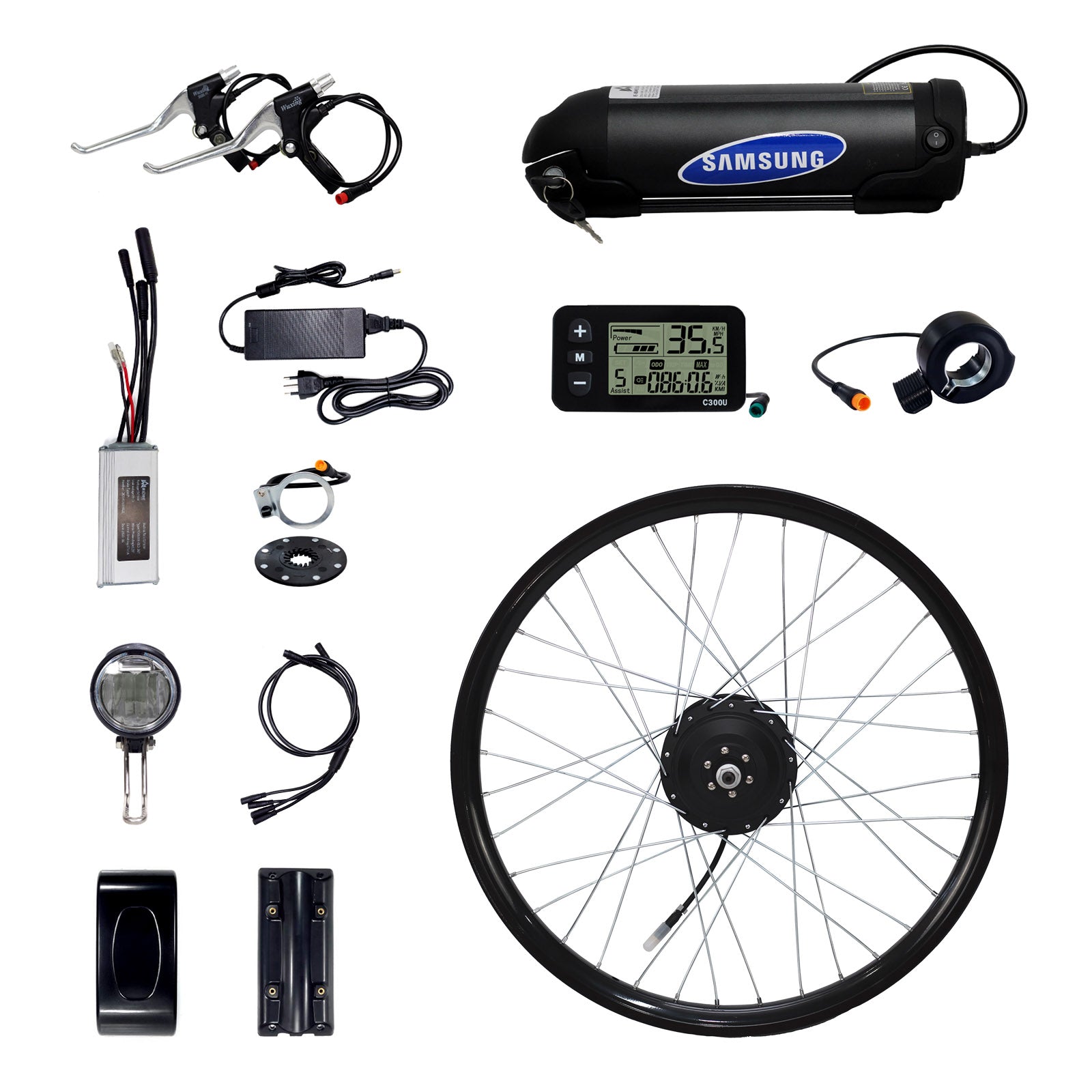 Kit Elétrico Traseiro Bicicleta 350W Bateria Lítio 36V Display C300U