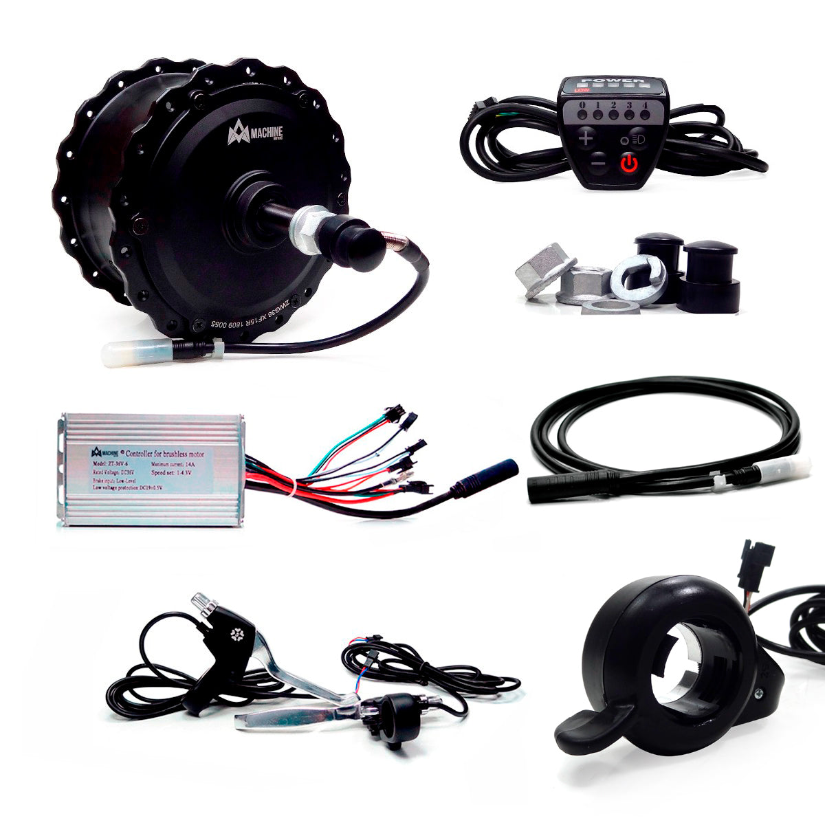 Kit Traseiro Bicicleta Elétrica 350W 36V T320 6/8V FAT Freio a Disco Preto