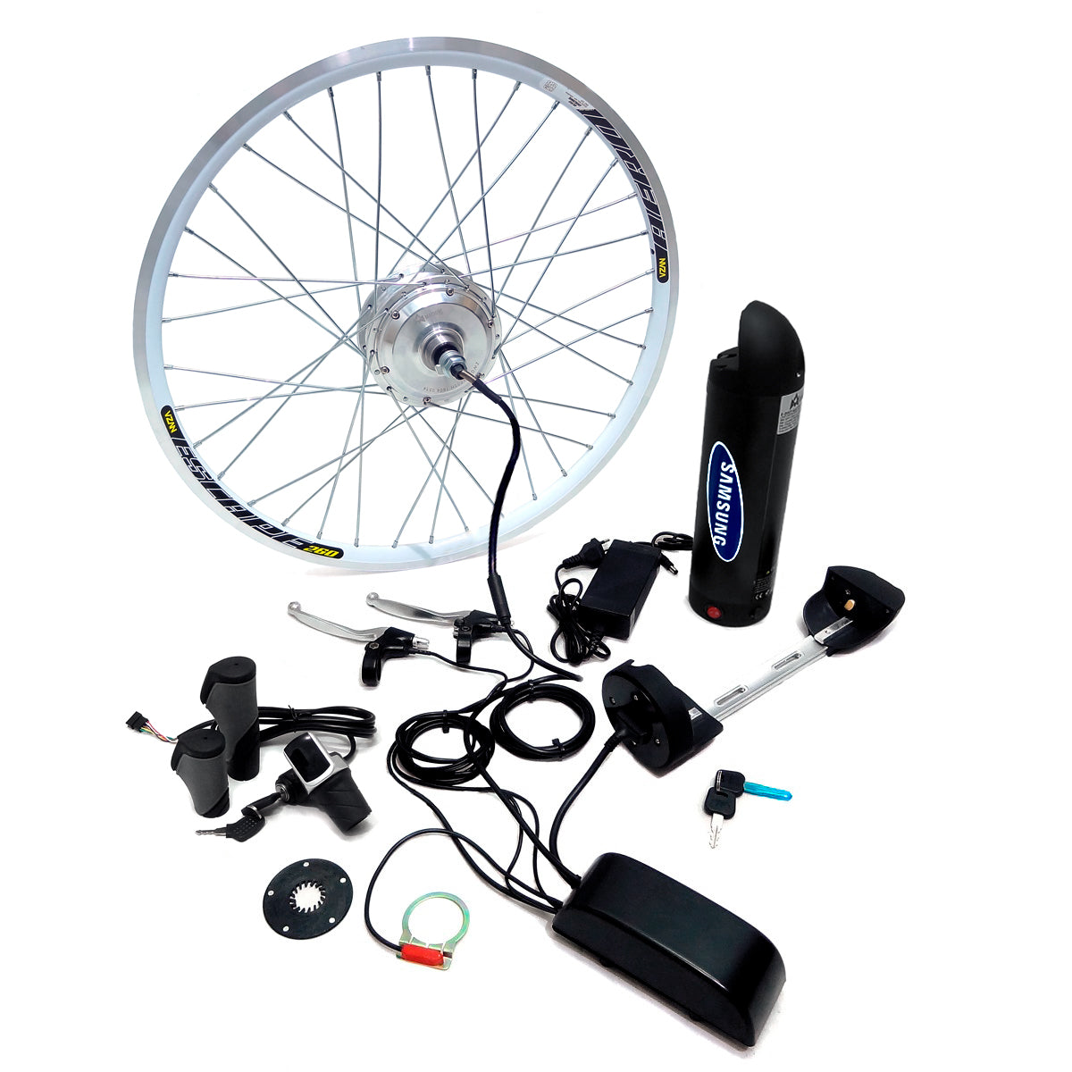 Kit Elétrico Traseiro 1V Bicicleta 350W Bateria Lítio 36V Display T320 Aro 20 Branco