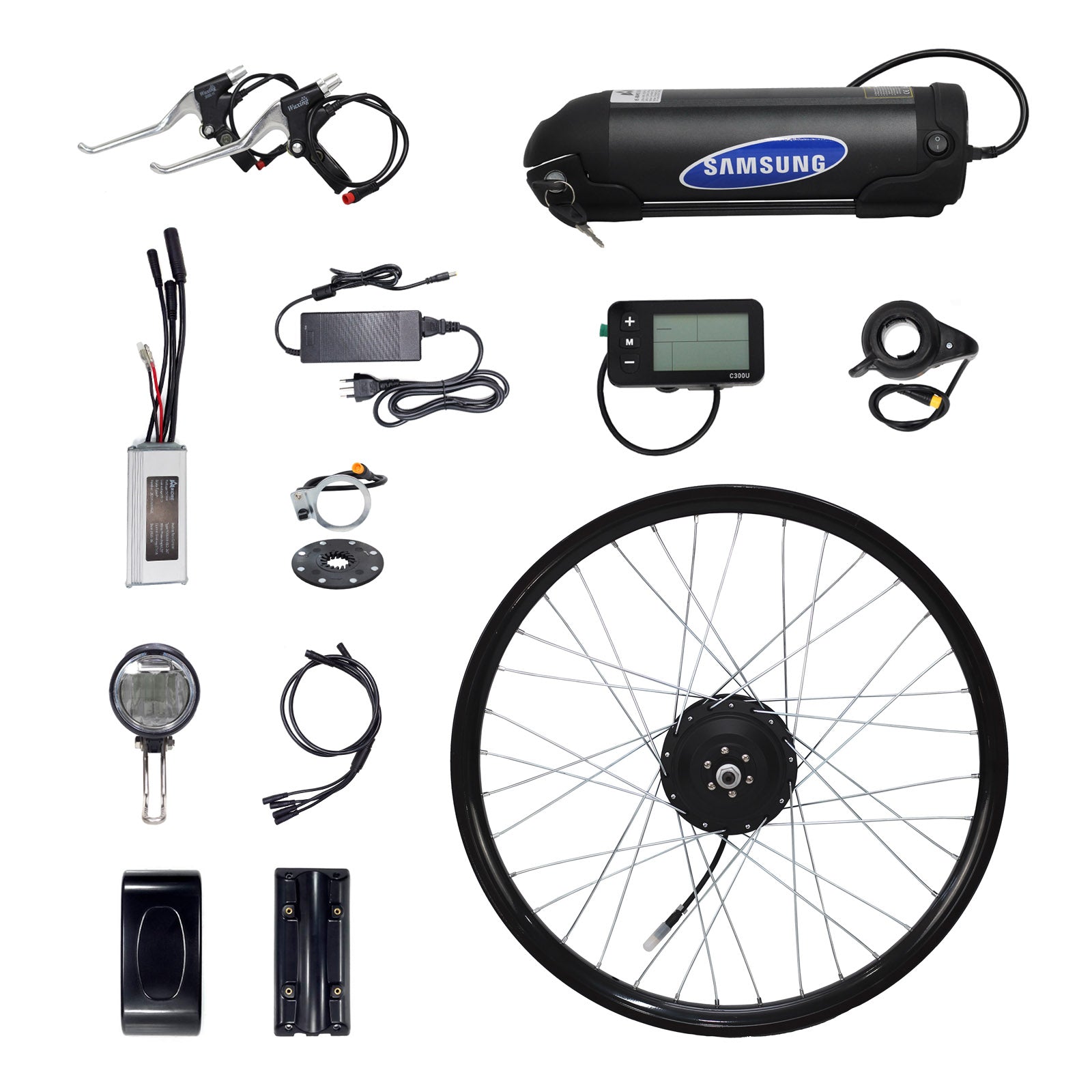 Kit Elétrico Traseiro 6/8V Bicicleta 350W Bateria Lítio 36V Display T320 Aro 20 Preto