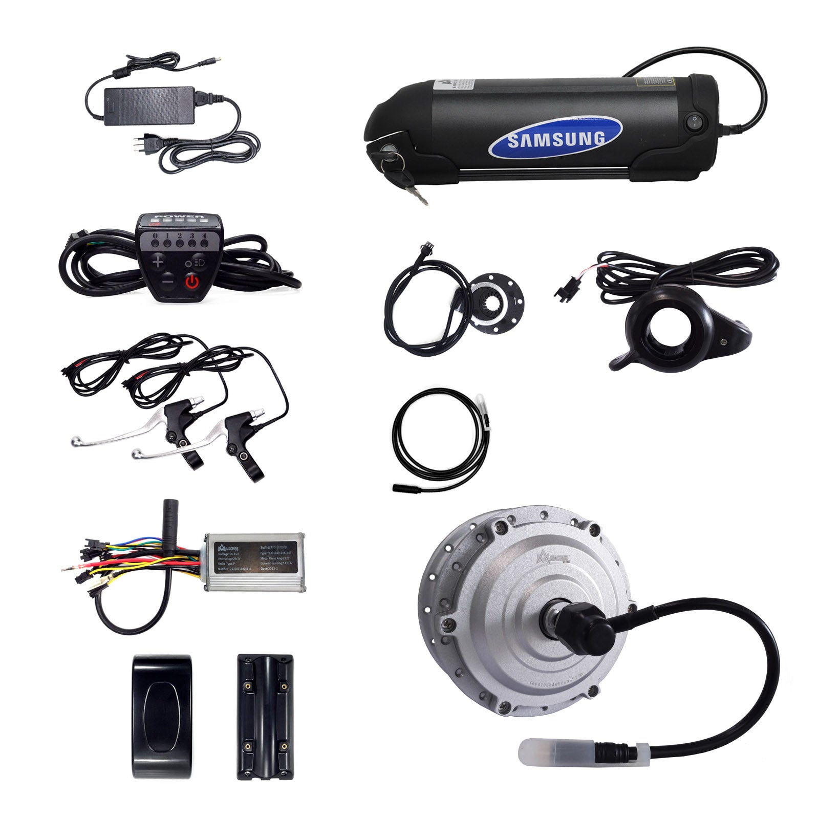 Kit Dianteiro Bicicleta Elétrica 350W 36V T320 34,7mm Bateria Lithium Samsung Freio à Disco Prata